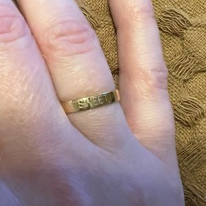 Catbird Tomboy Ring 14k Yellow Gold Size 7 - Engraved With the Word “SWEET”